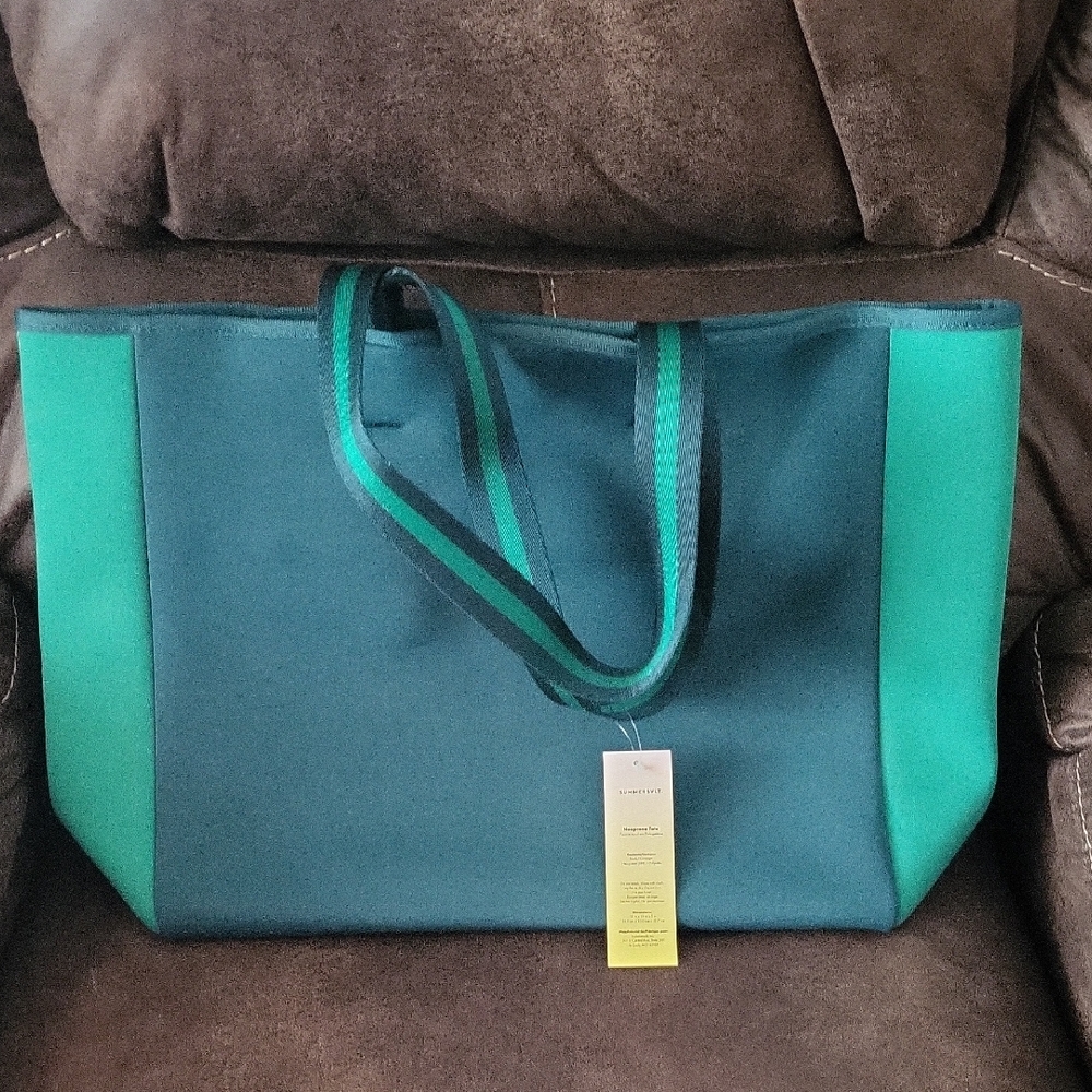 Summersalt Teal and Green Beach Tote Bag
